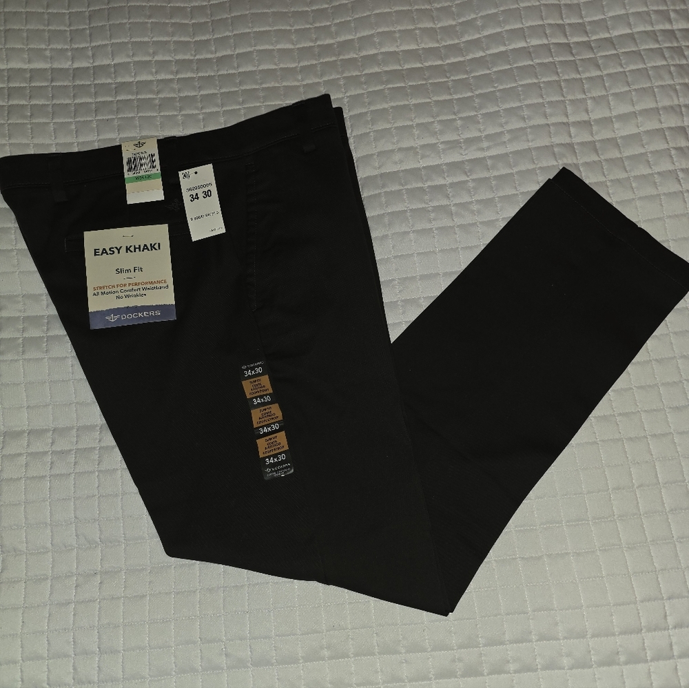 Dockers Men's Easy Khaki Slim Fit Pants in Black